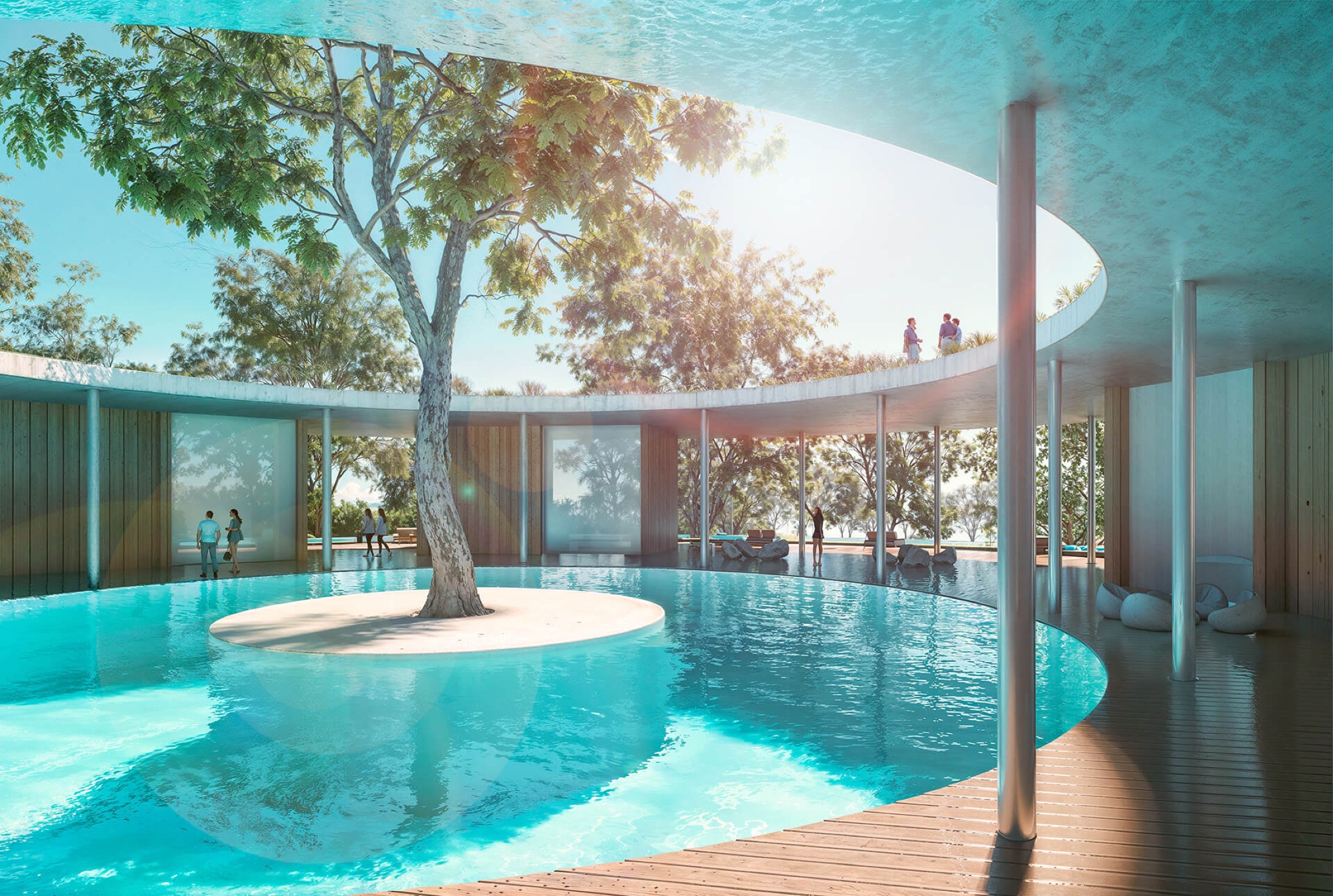 Poolside relaxation area at Forest Hill